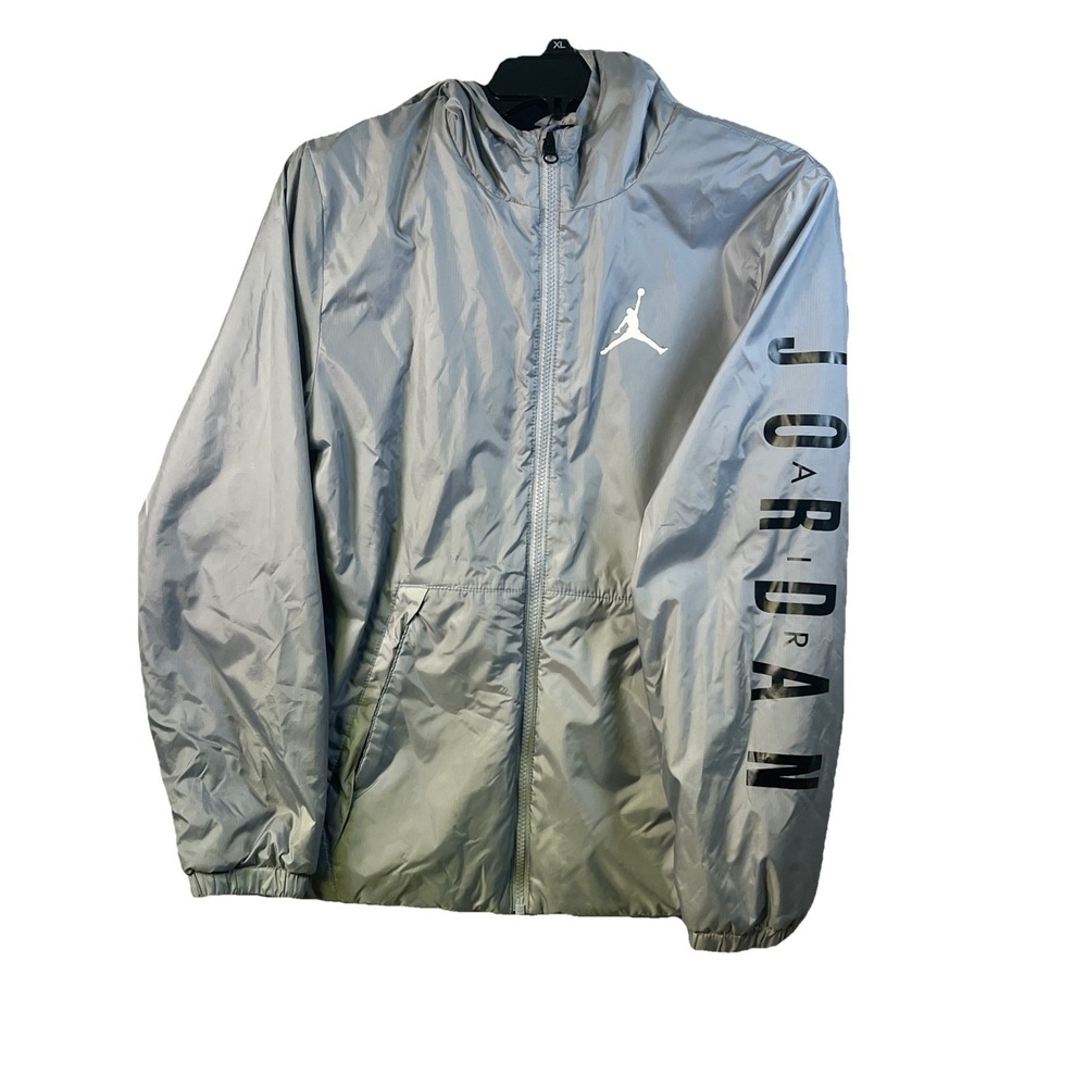 Nike Jordan Jacket Youth XLarge Gray Hooded Jump Coat basketball Fleece Lined J2